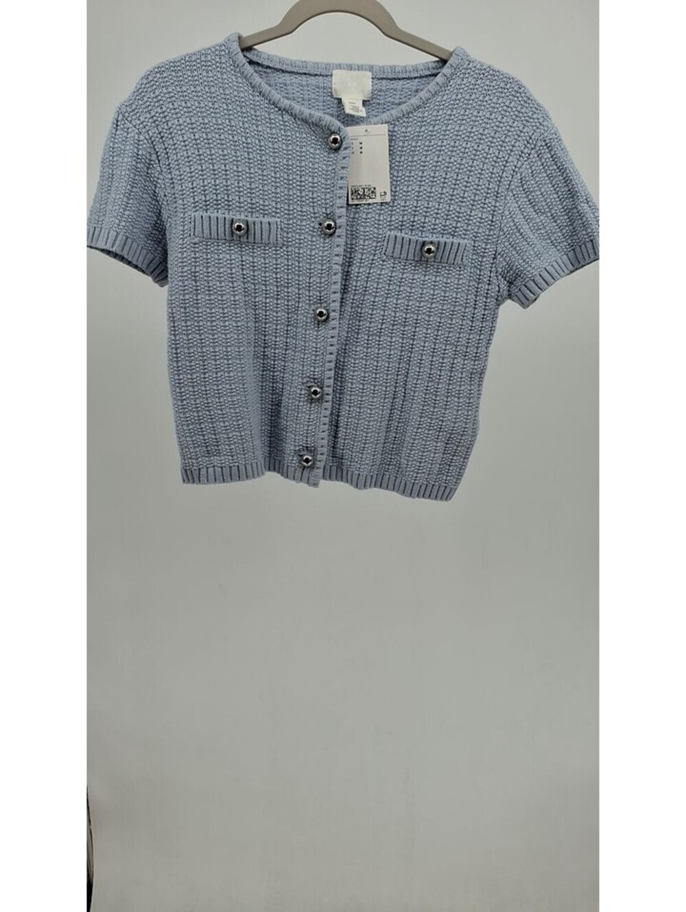 H&M Light Blue Short-Sleeve Button-Front Knit Top/Skirt Set NWT